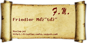 Friedler Máté névjegykártya