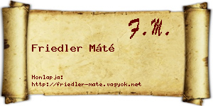 Friedler Máté névjegykártya